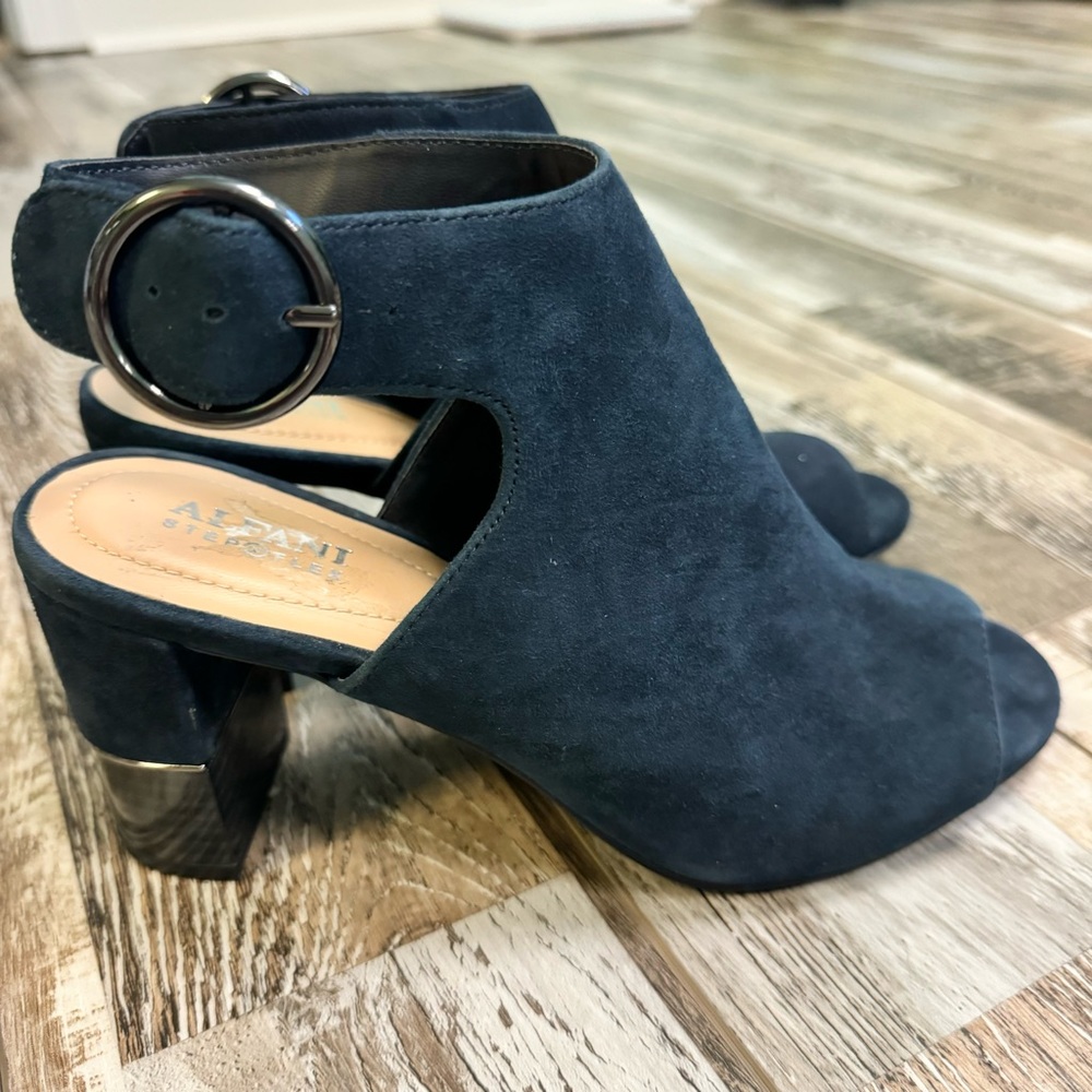 Alfani Florriss Suede Peep Toe Block Heel Ankle Strap Shoe Sz 8.5M Step ‘n Flex - Picture 2 of 9
